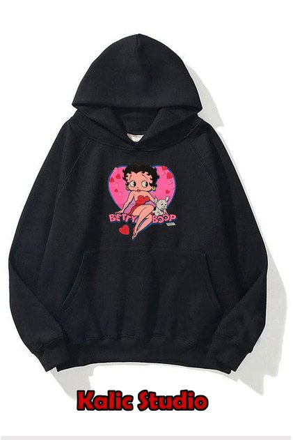Betty Boop Oversized Sweatshirt Black