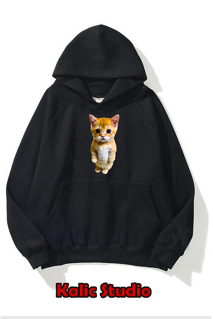 El Gato Sweet and Piskopat Cat Oversized Unisex Sweatshirt Black