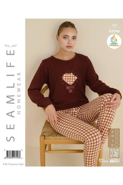 Seamlife Women's Winter Thermal Long Sleeve Pajama Set