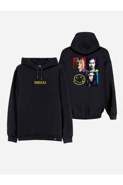 Nirvana Music Band Printed Black Hooded Hoodie Sweatshirt Hoodie