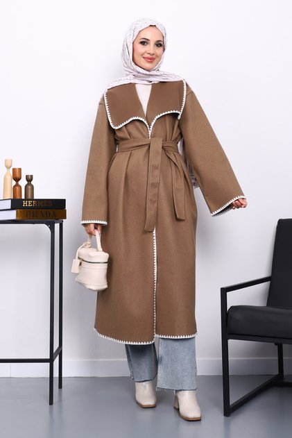 Mink Shepherd Stitched Shawl Collar Cashmere Coat