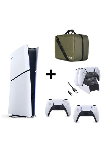 Playstation 5 Dijital Slim + 2 Dualsense + Yeşil Playstation Çantası + Şarj İstasyonu