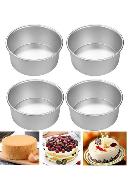 Aluminum Cake Pan Set 4 PCS 4 Inch Nonstick Round Mini Pans for Cheesecake Chiffon Cake
