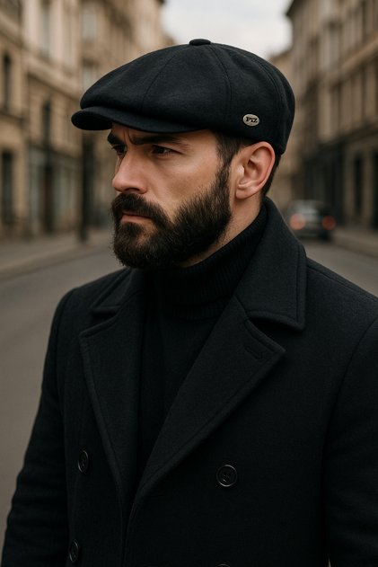 Davit Beckham Model Plain Black Cap - English Cap