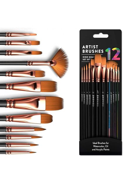 Professional Artist Paint Brushes set with Nylon Hair Painting Brush Great for Acrylic, Face, Nail A