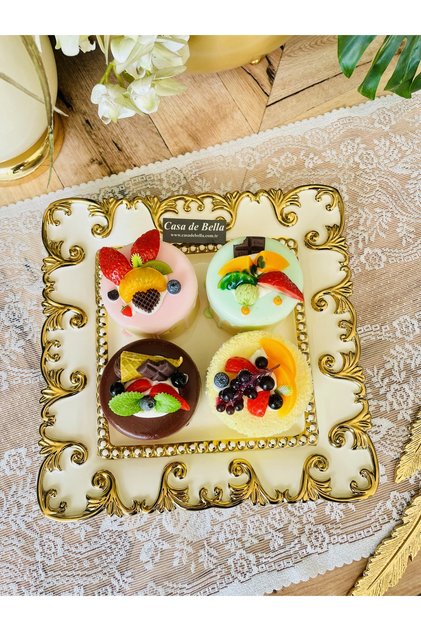Valonia Gold Large Size Square Presentation Service 26cm