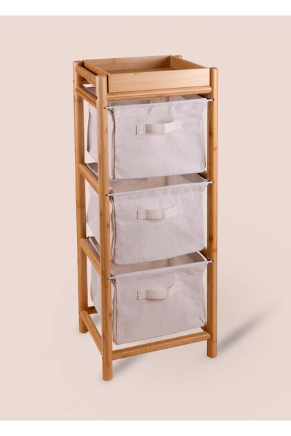 The Mia Bambu 3 Bez Çekmeceli Düzenleyici Dolap Raf 90x35x30 Cm