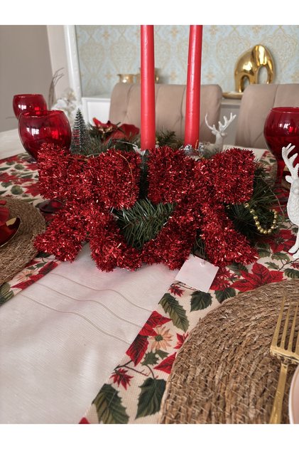 2-Pack Red Glitter Ribbon Bow Mini 12-15 cm Christmas New Year Christmas Decor Christmas