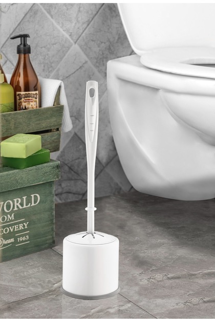Perie simplă din silicon pentru WC, perie de curățare pentru chiuvetă de baie, perie de curățare pentru vasul de toaletă, albă
