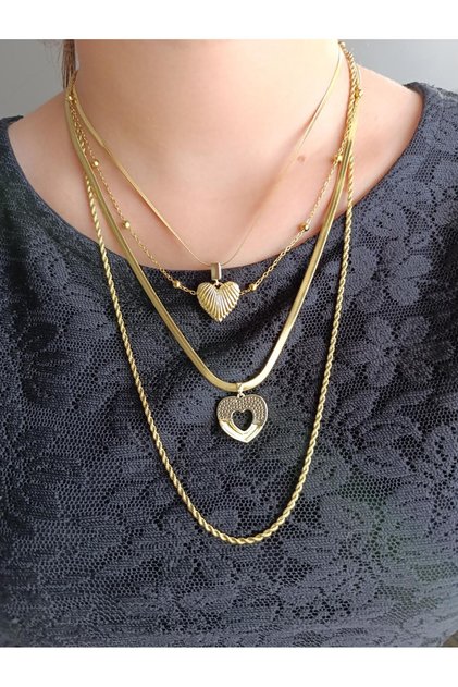 Heart Themed Set of 4 Steel Necklaces