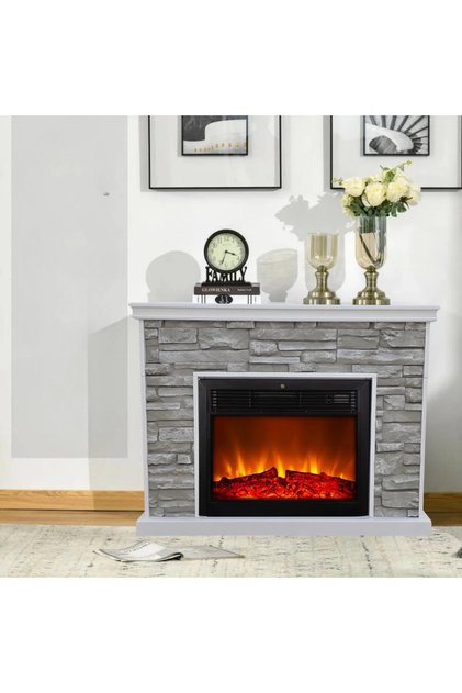 130 CM MDF 3D POLİÜRETAN TAŞLI ŞÖMİNE 8 RENKLİ ALEV SESLİ WİFİLİ