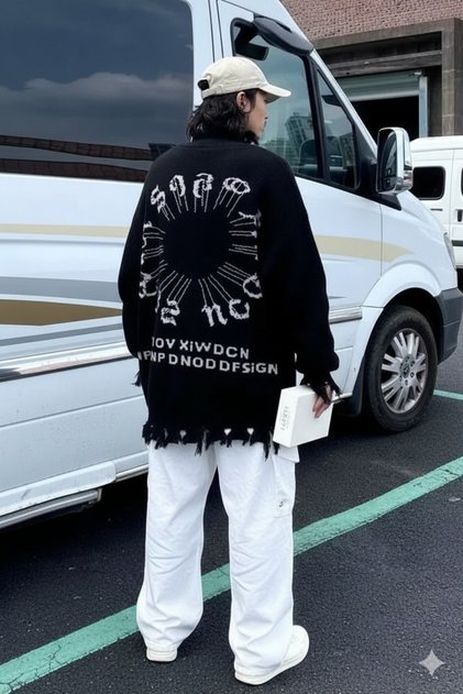 Gothic Show Xin Dou Design Pulover supradimensionat din tricotaje rupte
