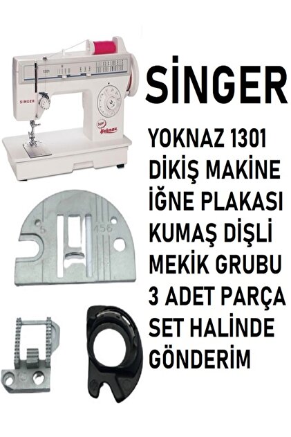 Swart SİNGER 1301 YOKNAZ DİKİŞ MAKİNE MEKİK İĞNE PLAKASI VE KUMAŞ