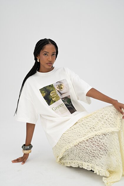MAI STUDIOS CO. Lime Oversize Beyaz T-Shirt - Fiyatı, Yorumları