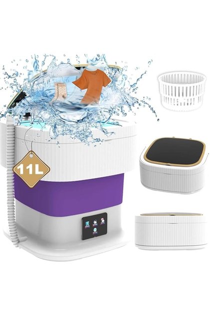 PFATURKHN 60W Portable Washing Machine,11.5L Small Fold Washing Machine with Spin Dryer,Mini Foldabl