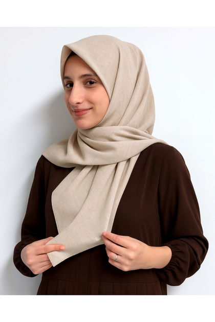 وشاح دينيم مربع الشكل - كريمي اللون، غير قابل للانزلاق، مريح وأنيق