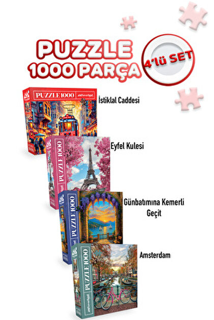Neverland 4 Adet 1000 Parça Puzzle - Santorini / Gezegenler