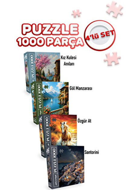 Neverland 4 Adet 1000 Parça Puzzle - Santorini / Gezegenler