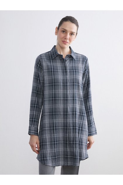 New Season Black Plaid Women's Shirt Tunic