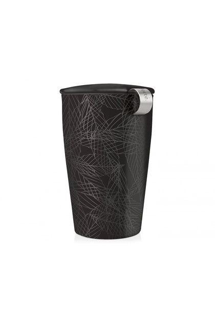 Cană de ceai din ceramică cu pereți dubli și infuzor din oțel inoxidabil Kati Noir -