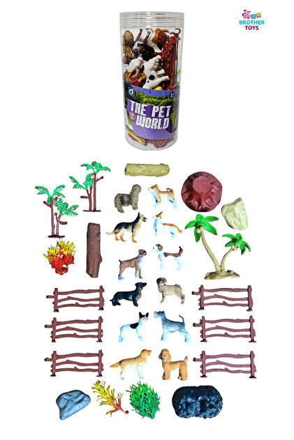 Brother Toys Tüplü 30 Parça Köpek Çiftliği Seti 12 Adet Köpek Ve
