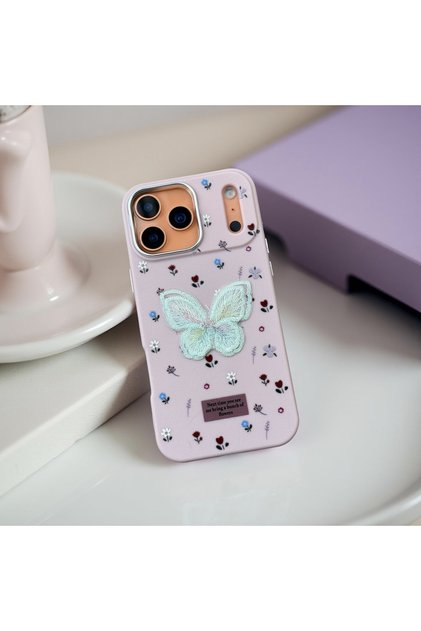 iPhone 14 Pro Max (6.7 Inch) Compatible Embossed Figure Patterned Leather Look Cute Case