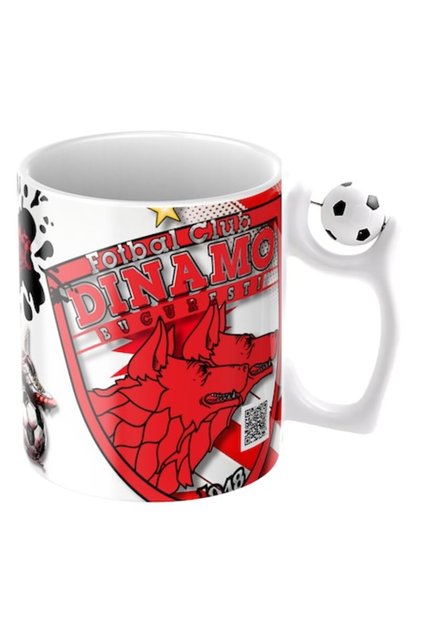 Personalized Mug - Dinamo București, football, QR code for anthem, ceramic, 330 ml