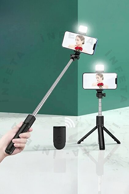 Led Işıklı Bluetooth Kumandalı Selfie Çubuğu & Masa Üstü Tripod Telefon Tutucu