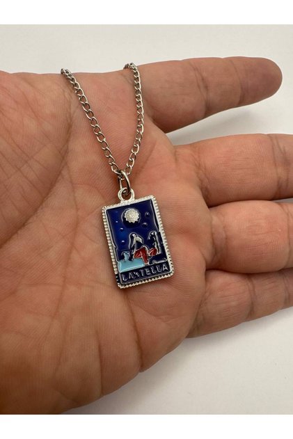 Mavi Renk Güneş Tanrısı Tarot Figürlü kadın erkek Kolye – Mistik, Spiritüel ve Anlamlı