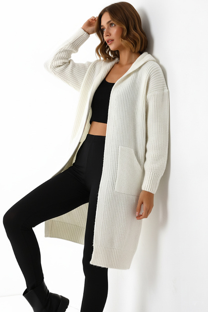 Hooded Oversize Loose Double Pocket Long Knit Cardigan