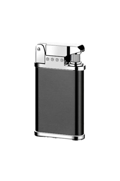 Brichetă metalică cu gaz și capac, rezistentă la vânt, reîncărcabilă, 6,5 cm, gri închis,