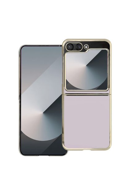 Кейс Emphasys за Samsung Galaxy Z Flip6 / Flip 6, метални ръбове, прозрачен/златен