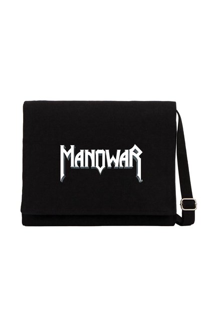 Τσάντα Messenger από μαύρο καμβά Manowar Logo Classic 2