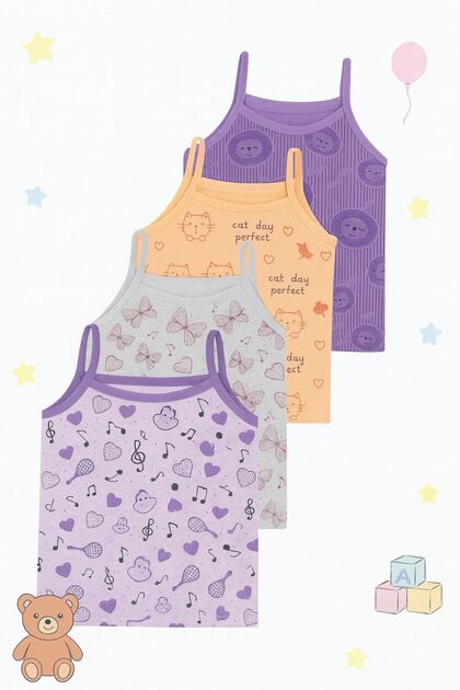4-Pack Girls' Tank Tops - Soft Cotton & Comfortable Fit