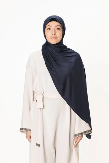 Soft Stretch Jersey Hijabs, Effortless Style and Comfort, Curated Collection (Navy Blue)