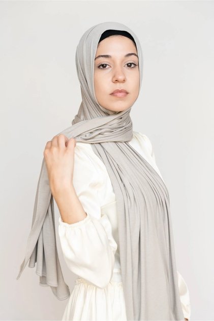 Soft Stretch Jersey Hijabs, Effortless Style and Comfort, Curated Collection ( Metal Gray )