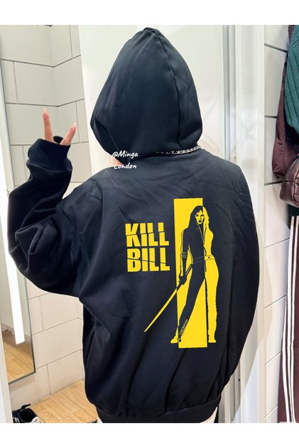 Black Kill Bill Printed Oversized Sweatshirt -Mingalondon