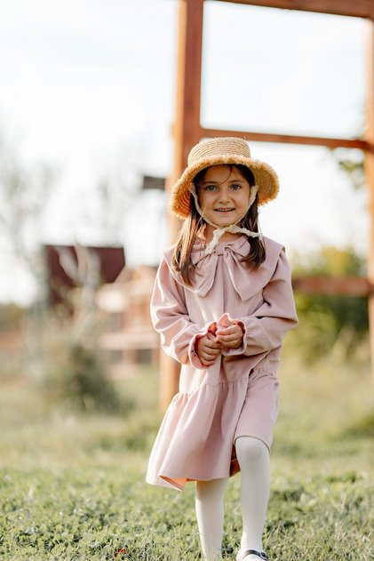 Girl's Dress with Big Bow on the Front Pink