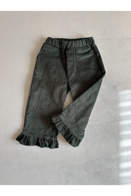 Velvet Children's Trousers with Ruffled Cuffs