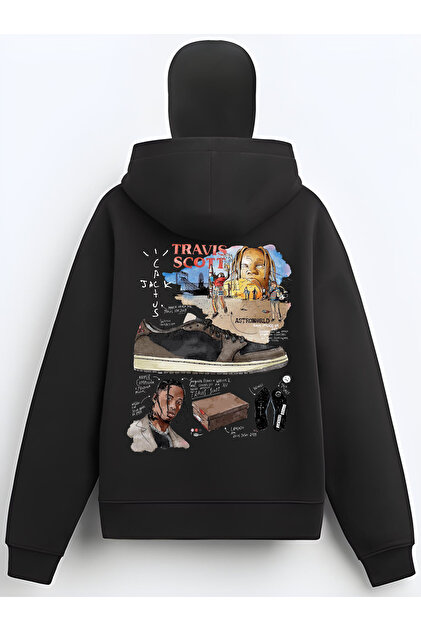 Edizen Travis Scott Sneakers Kar Maskeli Ninja Düz Oversize Siyah