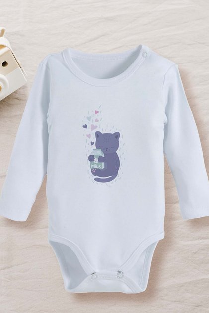 100% Cotton Organic Cute Cat Design Baby Bodysuit