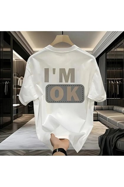 Summer, comfortable and versatile heavyweight cotton letter printed short-sleeve T-shirt for men