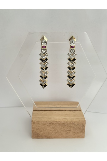 Vip Special Design Fuchsia Stone Detailed Earrings