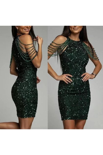 HALTER YAKA KOLLARI TAŞ DETAYLI MİNİ ABİYE ELBİSE