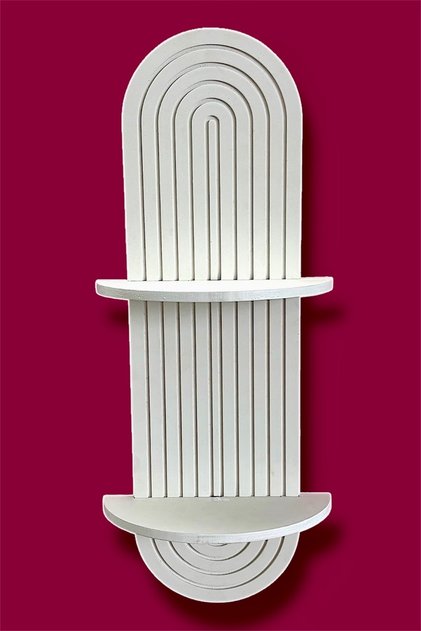Semplice Beyaz Dekoratif Duvar Rafı Özel Boyalı 54x16 Cm