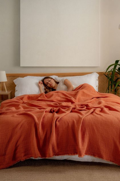 Muslin Bedspread Ultra Soft High Quality 4 Layers Muslin Pike (Single Size (180X240 cm)
