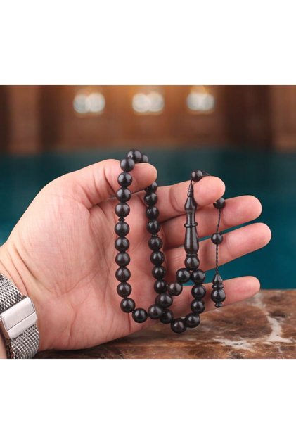 Ebony Wood Sphere Cut System Tassel Model Prayer Beads