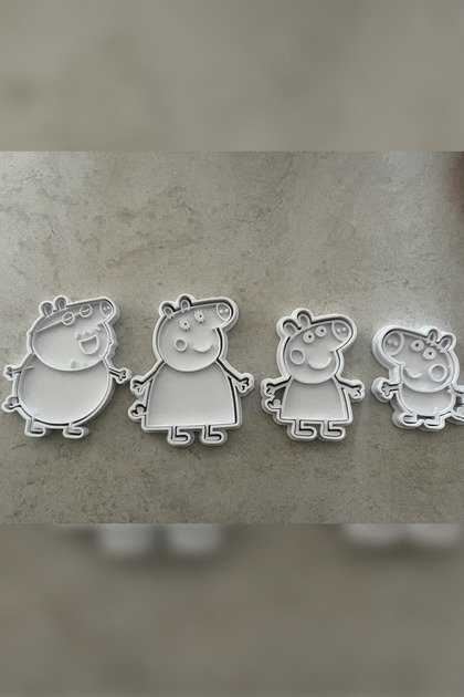 Peppa Pig Kurabiye Kalıbı ve Damga Seti – 4’lü Gıdaya Uygun PLA Şekillendirici