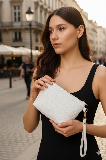 White Written Travel Cosmetic Beach Makeup Clutch Handbag Makeup Bag 23X15 cm