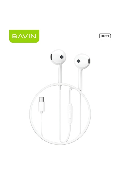 HX871 Type-C Wired Earphone with Microphone, HD Stereo Sound and Bass